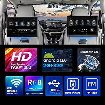 Dash Camera-Bsldtor-14 Inch Android12 4K Headrest Video Player with USB- Hdmi in/Out 2 Dash Camera-Bsldtor-14 Inch Android12 4K Headrest Video Player with USB- Hdmi in/Out - Image 2
