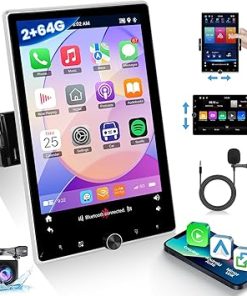 Dash Camera-NHOPEEW-2+64G Android 13 Single Din 10.4 Inch Vertical Rotate Touch Screen Car Radio with Bluetooth- Wireless CarPlay & Android Auto