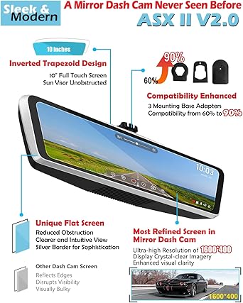 Dash Camera-NikoMaku-NikoMaku Real OEM Rear View Mirror Camera with Detached Front Lens- Mirror Dash Cam 10″ Full Touch Screen for Car 2 Dash Camera-NikoMaku-NikoMaku Real OEM Rear View Mirror Camera with Detached Front Lens- Mirror Dash Cam 10" Full Touch Screen for Car - Image 2