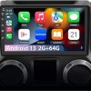 Dash Camera-EagleNav-Car Stereo [2GB+64GB] for Jeep Wrangler JK Compass Patriot/Chrysler/Dodge RAM Charger- 10 inch Touch Screen Android 13 Radio with Bluetooth GPS Wireless CarPlay Andriod Auto