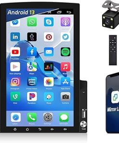 Dash Camera-AMprime-Android 13 Double Din Car Stereo with Bluetooth GPS Navigation- 9.7” Vertical Touchscreen Car Radio with FM Radio WiFi iOS/Android Mirror Link USB/AUX-in Head Unit + Backup Camera&Remote Control