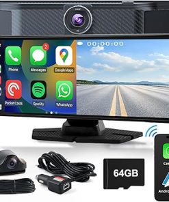 Dash Camera-DOOCK-Wireless Apple CarPlay Screen for Car 10.26” Portable Car Stereo with CarPlay & Android Auto- 4K Front Dash Cam &1080P Rear Camera with GPS Navigation