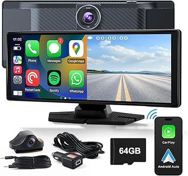 Dash Camera-DOOCK-Wireless Apple CarPlay Screen for Car 10.26” Portable Car Stereo with CarPlay & Android Auto- 4K Front Dash Cam &1080P Rear Camera with GPS Navigation Dash Camera-DOOCK-Wireless Apple CarPlay Screen for Car 10.26'' Portable Car Stereo with CarPlay & Android Auto- 4K Front Dash Cam &1080P Rear Camera with GPS Navigation