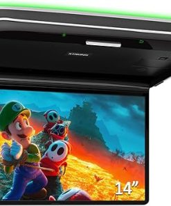 Dash Camera-XTRONS-XTRONS Android Car Overhead Player 14 Inch Wide IPS Screen 1920×1080 Car Roof Mount Monitor with Built-in Stereo Speakers Flip Down Overhead Car Monitor Support WiFi- HDMI Input