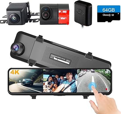 Dash Camera-INSEETECH-4K 3 Channel Mirror Dash Cam- 11″ Triple Rear View Mirror Dash Camera Front Inside Rear for Car RV Truck 3 Dash Camera-INSEETECH-4K 3 Channel Mirror Dash Cam- 11" Triple Rear View Mirror Dash Camera Front Inside Rear for Car RV Truck - Image 3