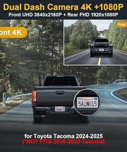 Dash Camera-FITCAMX-Fitcamx 2160P+Rear 1080P Dash Cam for 2024-2025 Toyota Tacoma & Hybrid SR SR5 TRD Sport Pro Pre-Runner Off Road Limited- OEM Look 2