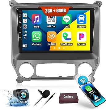 Dash Camera-CAMECHO-2G+64G Car Stereo Radio for Chevy Silverado GMC Sierra 2014-2018 Android 13 Radio Wireless CarPlay Android Auto- FM Dash Camera-CAMECHO-2G+64G Car Stereo Radio for Chevy Silverado GMC Sierra 2014-2018 Android 13 Radio Wireless CarPlay Android Auto- FM