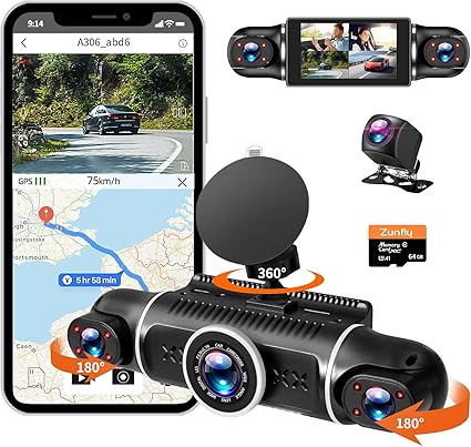 Dash Camera-Zunfly-4 Channel Dash Cam- 360 Dash Camera FHD 1080P x 4 Dash Cam Front and Rear Dash Camera-Zunfly-4 Channel Dash Cam- 360 Dash Camera FHD 1080P x 4 Dash Cam Front and Rear