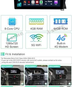 Dash Camera-ASURE-ASURE Car Stereo Radio Upgrade for Benz GLK Class X204 2008-2015-9 inch 8Core 4+64GB Car in-Dash Navigation Head Unit with Carplay Android Auto 1280×720 Touchscreen Video Player 2