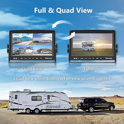 Dash Camera-RVInWest-Backup Camera System with 9” 1080P Monitor Wired for RV Truck Trailer Camper Bus- 4 Split Screen Quad View HD DVR Record Monitor + IP69 Waterproof 360° View Night Vision Rear Side Camera 2 Dash Camera-RVInWest-Backup Camera System with 9'' 1080P Monitor Wired for RV Truck Trailer Camper Bus- 4 Split Screen Quad View HD DVR Record Monitor + IP69 Waterproof 360° View Night Vision Rear Side Camera - Image 2