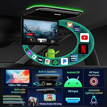 Dash Camera-XTRONS-XTRONS Android Car Overhead Player 11.6 Inch Wide IPS Screen Car Roof Mount Monitor with Built-in Stereo Speakers Flip Down Overhead Car Monitor Support 8K Video- Bluetooth 2 Dash Camera-XTRONS-XTRONS Android Car Overhead Player 11.6 Inch Wide IPS Screen Car Roof Mount Monitor with Built-in Stereo Speakers Flip Down Overhead Car Monitor Support 8K Video- Bluetooth - Image 2