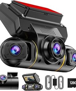 Dash Camera-LAMTTO-LAMTTO 1080P Dash Cam Front and Rear Inside with Hardwire Kit for 24h Security Parking Monitor- 360 Degree View 4 Channel Dash Camera for Cars Left Right