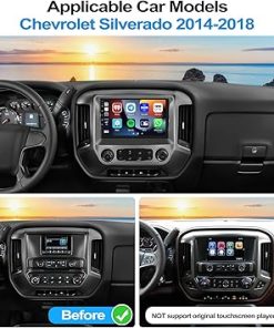 Dash Camera-CAMECHO-2G+64G Car Stereo Radio for Chevy Silverado GMC Sierra 2014-2018 Android 13 Radio Wireless CarPlay Android Auto- FM 2