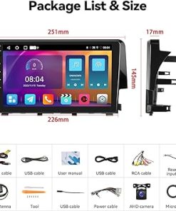 Dash Camera-SIXTOP-SIXTOP [2+64G] Android Car Stereo for Honda Civic 2016-2021 with Carplay Android Auto Mirror Link Change Theme 9 inch Touchscreen FM RDS EQ Bluetooth WiFi GPS+Camera & MIC 2