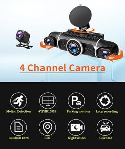 Dash Camera-Zunfly-4 Channel Dash Cam- 360 Dash Camera FHD 1080P x 4 Dash Cam Front and Rear 2