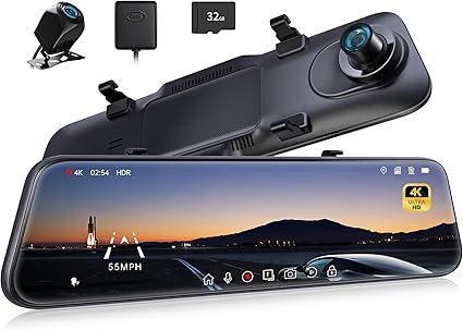 Dash Camera-pelsee-P12 Pro 4K Mirror Dash Cam- 12” Rear View Mirror Camera Smart Driving Assistant w/ADAS and BSD 3 Dash Camera-pelsee-P12 Pro 4K Mirror Dash Cam- 12'' Rear View Mirror Camera Smart Driving Assistant w/ADAS and BSD - Image 3