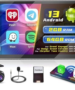 Dash Camera-Ohradio-[2+64G]Hikity Android 13 Car Stereo for Dodge Grand Caravan11-20/Grand Voyager11-15/Chrysler Town & Country11-16- 9” Touchscreen Radio wireless CarPlay Android Auto GPS Mirror Link SWC Backup Cam BT