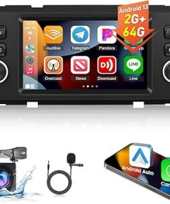 Dash Camera-NHOPEEW-[2+64G] Android Car Radio for Chrysler Jeep Wrangler Grand Cherokee Dodge – Wireless Carplay and Android Auto – 5 Inch Touchscreen Car Stereo – EQ Audio/WiFi/GPS Navi/SWC + AHD Backup Camera