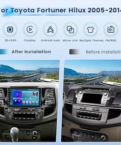 Dash Camera-Inefala-2+64G Stereo for Toyota Fortuner Hilux 2005 2006 2007 2008 2009 2010 2011 2012 2013 2014 CarPlay Car Stereo Android 13 9 Inch Touchscreen Android Auto Backup Camera GPS FM RDS EQ 28UI 2