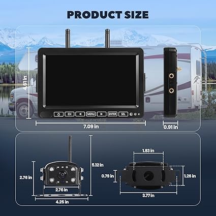 Dash Camera-FAHKNS-Wireless Backup Camera with 7″ Monitor- RV Back Up Camera Systems 1080P Monitor with Video Recording 2 Dash Camera-FAHKNS-Wireless Backup Camera with 7" Monitor- RV Back Up Camera Systems 1080P Monitor with Video Recording - Image 2