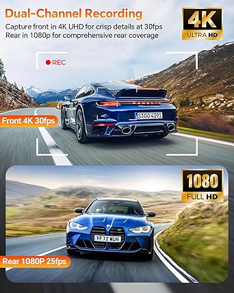 Dash Camera-Yansoo-Dash Cam Front and Rear- 4K+1080P Dual Dash Camera for Cars with 64GB Card 2 Dash Camera-Yansoo-Dash Cam Front and Rear- 4K+1080P Dual Dash Camera for Cars with 64GB Card - Image 2