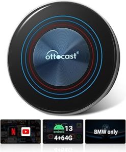 Dash Camera-OTTOCAST-OTTOCAST CarPlay AI Box for BMW I3-2024 Android 13 CarPlay Video Adapter Wireless CarPlay Android Auto Dongle Support YouTube Tiktok Streaming Videos to OEM Wired CarPlay Cars