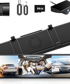 Dash Camera-WOLFBOX-WOLFBOX G890 12″ 3 Channel Mirror Dash Cam- 2K Triple Rear View Mirror Camera