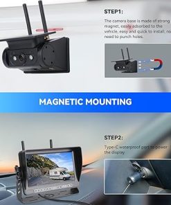 Dash Camera-MHCABSR-Solar RV Backup Camera Wireless with 7 Inch Recording Monitor- Easy Setup Strong Magnetic Rear View Camera System for RVs Campers Trucks Trailer 2