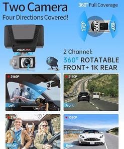 Dash Camera-Juscar-5G WiFi Dash Cam Front and Rear- UHD 4K+1080P 2