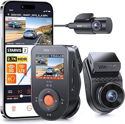Dash Camera-VANTRUE-Vantrue S1 Pro 2.7K Dual Dash Cam Front and Rear- 5G WiFi 60FPS Hidden Dash Camera w/HDR Night Vision 3 Dash Camera-VANTRUE-Vantrue S1 Pro 2.7K Dual Dash Cam Front and Rear- 5G WiFi 60FPS Hidden Dash Camera w/HDR Night Vision - Image 3