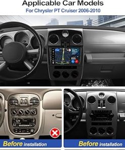Dash Camera-CAMECHO-2G+64G Android 13 Car Stereo for Chrysler PT Cruiser 2006-2010 with Wireless CarPlay Android Auto 9″ Touchscreen Car Radio with GPS Navigation HiFi WiFi Bluetooth FM/RDS Head Unit with Backup Camera 2