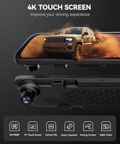 Dash Camera-WOLFBOX-WOLFBOX G840S 12″ 4K Mirror Dash Cam Backup Camera- 2160P Full HD Smart Rearview Mirror for Cars & Trucks 2
