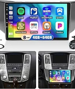 Dash Camera-AMprime-[4+64G]8-Core Android 13 Car Stereo for Lexus RX300 RX330 RX350 RX400H 2003-2009 with Apple Carplay&Android Auto-9 Inch Car Radio with Mirror Link Bluetooth FM/RDS WiFi GPS SWC Dual USB+Backup Camera