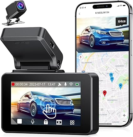 Dash Camera-Kingslim-Kingslim Dash Cam Front and Rear 4K- Car Dash Camera for Cars with Free 64GB Card 3 Dash Camera-Kingslim-Kingslim Dash Cam Front and Rear 4K- Car Dash Camera for Cars with Free 64GB Card - Image 3