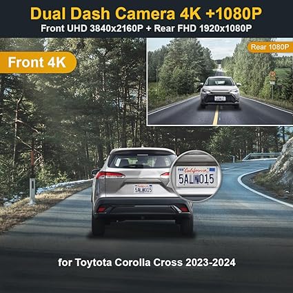 Dash Camera-FITCAMX-Fitcamx 4K Dual Dash Cam Suitable for Toyota Corolla Cross 2023 2024 LE L XLE- Integrated OEM Style 2 Dash Camera-FITCAMX-Fitcamx 4K Dual Dash Cam Suitable for Toyota Corolla Cross 2023 2024 LE L XLE- Integrated OEM Style - Image 2