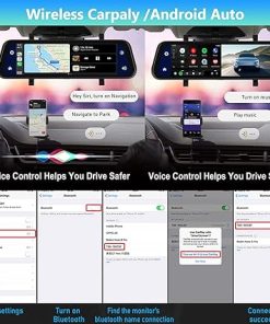 Dash Camera-Hodozzy-Mirror Dash Cam with 9.66 Inch Touchscreen- 2.5K Rear View Mirror Camera for Cars with Carplay Android auto 2