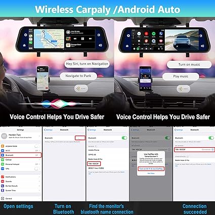 Dash Camera-Hodozzy-Mirror Dash Cam with 9.66 Inch Touchscreen- 2.5K Rear View Mirror Camera for Cars with Carplay Android auto 2 Dash Camera-Hodozzy-Mirror Dash Cam with 9.66 Inch Touchscreen- 2.5K Rear View Mirror Camera for Cars with Carplay Android auto - Image 2