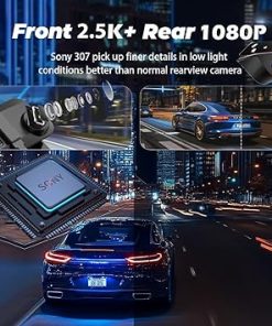 Dash Camera-QOZ-Mirror Dash Camera for Car 3 Channel 2.5K+1080P+1080P w/GPS WiFi APP Reverse Assist IR Night Vision G-Sensor Loop Recording Time Lapse Parking Monitor (10 inch) 2