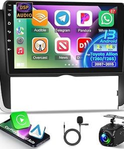 Dash Camera-NHOPEEW-NHOPEEW [2+64G] Car Stereo for Toyota Allion T260 T265 2007-2015 – 9 inch HD Touchscreen Upgrade Radio – Wireless Carplay and Android Auto- DSP Audio