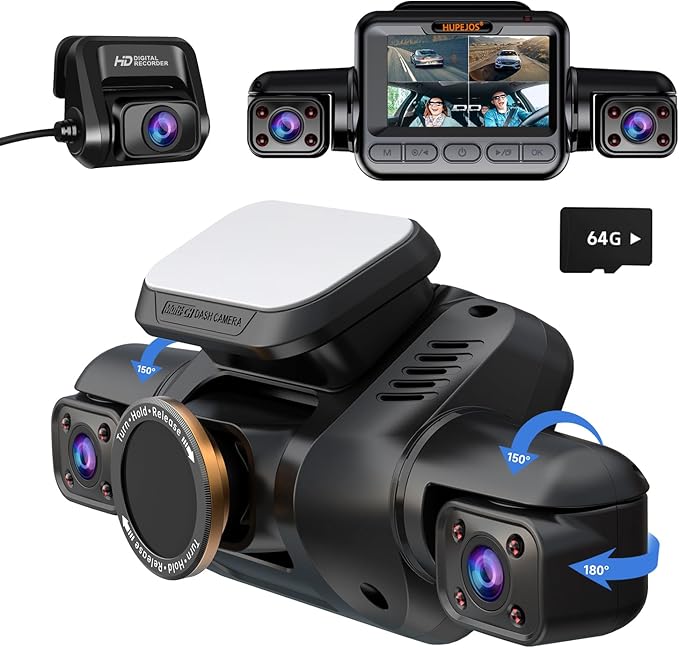 Dash Camera-HUPEJOS-Dash Cam 4 Channel Front and Rear Inside- 360° Car Camera 4K UHD Dash Camera-HUPEJOS-Dash Cam 4 Channel Front and Rear Inside- 360° Car Camera 4K UHD