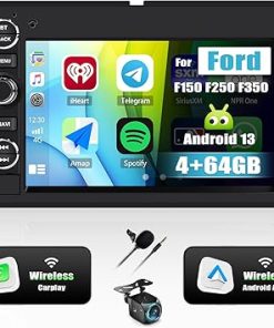 Dash Camera-AMprime-[4+64G] 8-Core Android 13 Car Stereo for Ford F150 F250 F350 with Wireless Carplay&Android Auto-7 Inch Car Radio with Mirror Link Bluetooth FM/RDS WiFi GPS Navigation SWC Dual USB+AHD Backup Camera