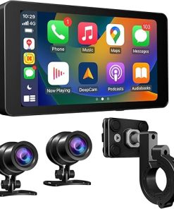 Dash Camera-DeepMoto-Motorcycle Dash Cam Carplay and Android Auto GPS Navigation- Front and Rear HD Cameras