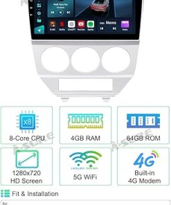 Dash Camera-ASURE-ASURE 10.1 inch Car Stereo Radio Upgrade for Dodge Caliber 2006-2012 Silver Manual AC-8Core 4G+64G Android System Car Dash GPS Navigation Unit with Wireless Carplay Android Auto 2