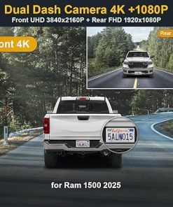 Dash Camera-FITCAMX-Fitcamx Front 4K+Rear 1080P Dash Cam for 2025 RAM 1500 (HD2-D4120) Tradesman HFE Big Horn Lone Star- OEM Look 2