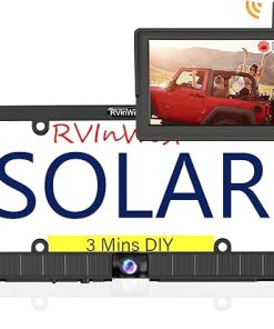 Dash Camera-RVInWest-Solar Wireless Backup Camera +5” HD 1080P Monitor- 3 Mins DIY Installion