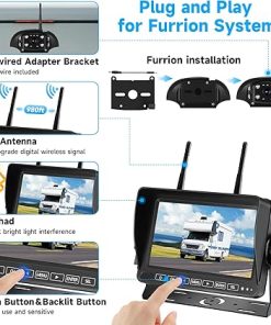 Dash Camera-Fubedo-7″ HD Wireless Backup Camera System for Trucks/RV- IP68 Waterproof Metal RV Camera System with Smart BSD 2