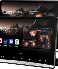 Dash Camera-Seventour-12.4 inch 4K Android 11 Portable Car TV Headrest Monitor Rear Entertainment System for Cars Back Seat- Dual Linked Touch Screen Support Phone Wireless mirroring