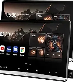 Dash Camera-Seventour-12.4 inch 4K Android 11 Portable Car TV Headrest Monitor Rear Entertainment System for Cars Back Seat- Dual Linked Touch Screen Support Phone Wireless mirroring