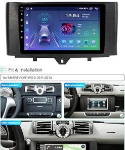 Dash Camera-ASURE-ASURE 9 inch Car Stereo Radio for Smart ForTwo 2011 2012 2013-4Core 2+32GB Android Car in Dash GPS Navigation Head Unit with Wireless Carplay 2