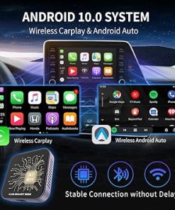 Dash Camera-Unbktom-Wireless Carplay Adapter and Android Auto AI Box Lite for Factory Wired Carplay Cars Android 10.0 Car Smart Box Support Netflix & YouTube & TF Card Plug and Play Low Latency Car Streaming Box 2